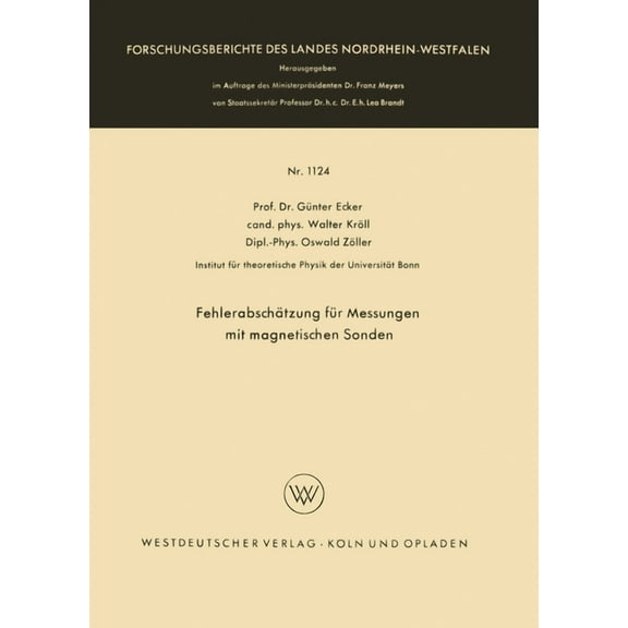 FehlerabschÃ¤tzung fÃ¼r Messungen mit magnetischen Sonden, (Paperback)