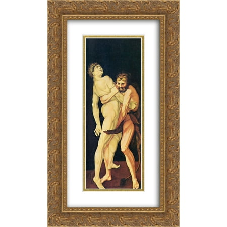 Hans Baldung 2x Matted 14x24 Gold Ornate Framed Art Print 'Hercules and Antaeus'
