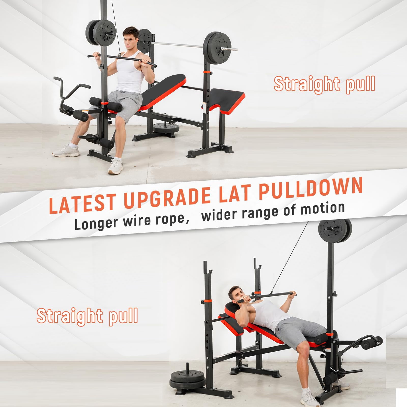 1500LBS 8 in 1 Olympic Weight Bench Set with  Leg Extension and Squat Rack, Adjustable Bench Press Set for Home Gym Full Body Strength Training