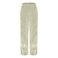 thumbnail image 5 of ClodeEU Women's Velvet Wide Leg Pants,Elastic Waistic Pant With Pockets, Baggy Casual Trendy Pant Beige,Womens Plus L, 5 of 6