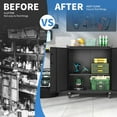thumbnail image 6 of Metal Storage Cabinet with Wheels, Lockable Garage Cabinet with Doors and Shelves, Rolling Tool Storage, Assembly Required, Black, 6 of 12