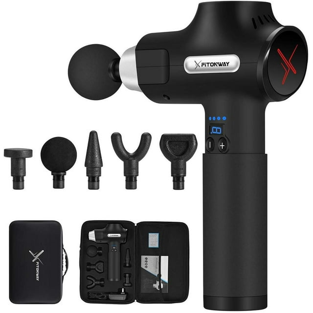 Xfitonway Premium Percussive Therapy Smart Massage Gun – Black/Silver