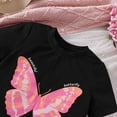 thumbnail image 4 of Glisme 2 Pcs Girls Outfit Toddler Colorful Buterfly Print T Shirt & Flared Pants Set Spring Summer Casual Outfit Skin Friendly Fit Clothing Set For Girl Size 2-3 Years, Black, 4 of 7