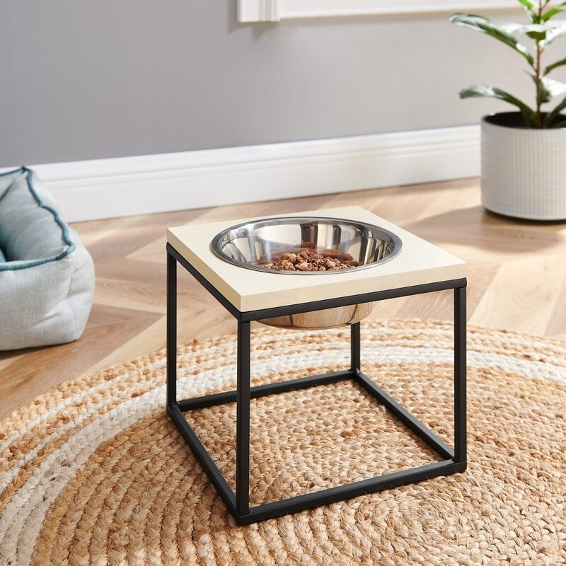 Sam's Pets Dan Wood and Stainless steel Pet Bowl Double