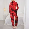 thumbnail image 5 of Kll Strawberry Red Print Women'S Long Sleeve Pajamas With Pants Sleepwear Loungewear 2 Set-Small, 5 of 9