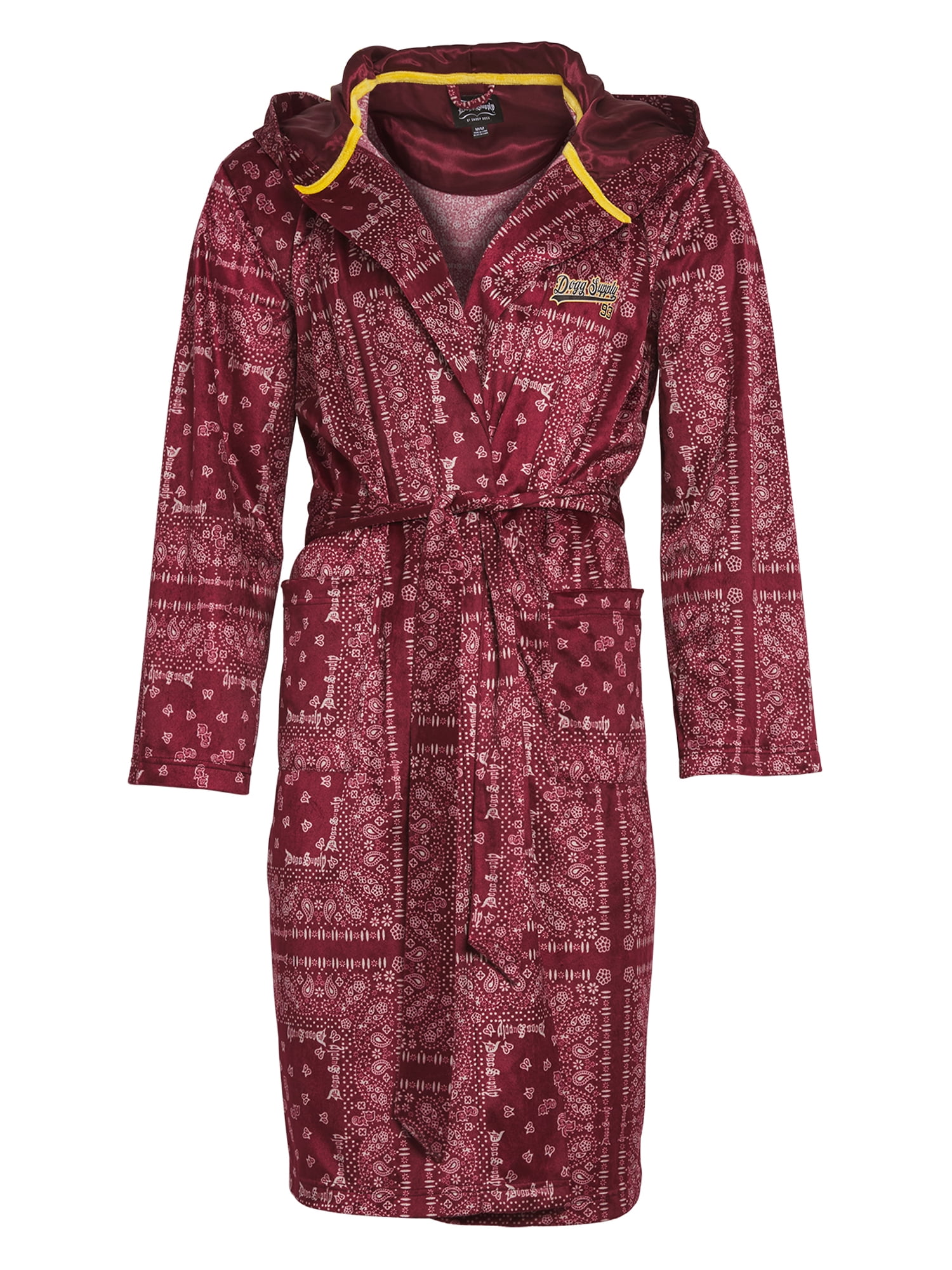 Dogg Supply by Snoop Dogg Men's Long Sleeve Microfleece Hooded Lounge Robe with Pockets