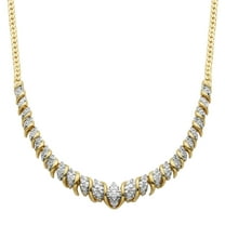 Forever Facets 1/10 cttw Diamond V Necklace in 18k Yellow Gold over Sterling Silver, Adult Female