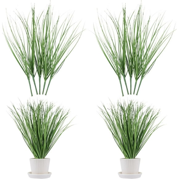 shiyou-10pcs Artificial Grass Plants for Outdoors, Tall Artificial Shrubs Wheat Grass Decor Faux Tall Grass Plastic Grass Artificial Greenery Stems for Indoor Outdoor Porch Home Decoration