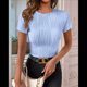 thumbnail image 5 of Camiseta de Verano de Corta con Cuello Redondo para Mujer, Azul , Talla M, 5 of 10