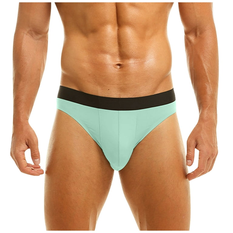 Qcmgmg Men's Briefs Stretch Moisture-Wicking Breathable Low Rise Plus Size  Underwear Mint Green 3XL 