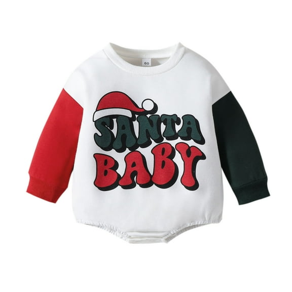 Baby Items for Girl 9-12 Month Girl Clothes Long Sleeve Gymnastics Baby Boy Clothes 6-9 Months Shirts Girls Boys Girls Christmas Long Sleeve Letter Prints Pullover Romper White 9-12 Months