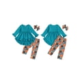 thumbnail image 2 of FOCUSNORM Toddler Baby Girls Cowgirl Clothes Set Ruffled Trim Long Sleeve Tops Long Pants Headband Fall Spring Outfits, 2 of 9
