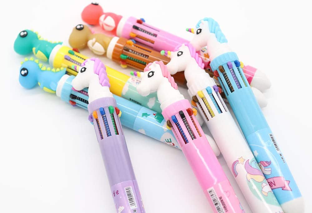 10 Colour Multi Colour Shuttle Unicorn Ballpoint Pen Kids Cute Multi Pens 