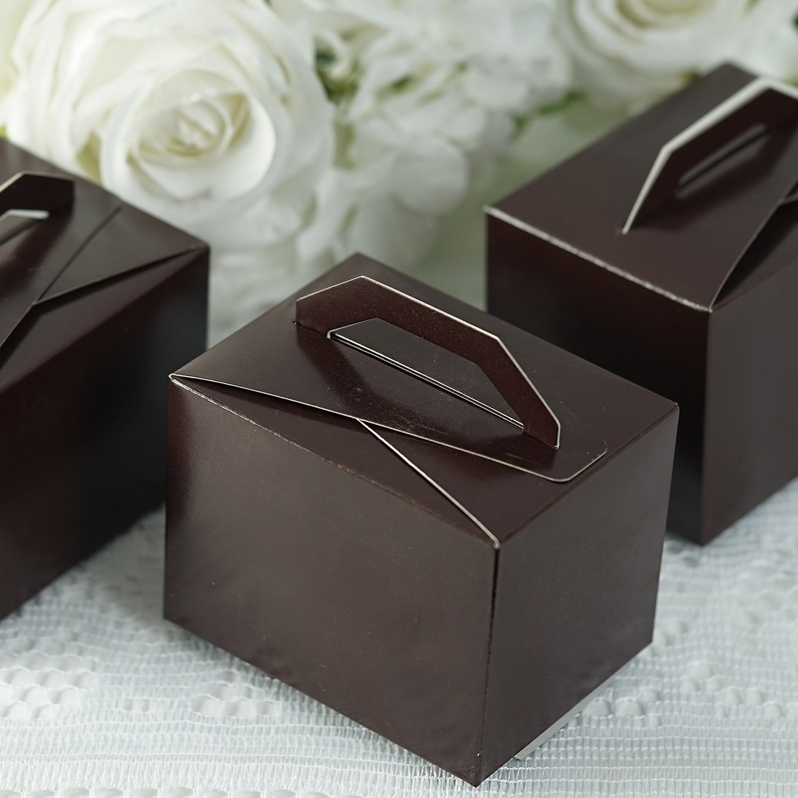 Efavormart 100pcs Chocolate Tote Favor Boxes Party Goodie Boxes Treat