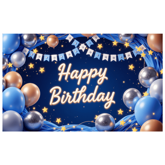 Decorative Design Happy Birthday Banner Star Elements Decorative Background for Birthday Party Kids Celebration Indoor Decoration
