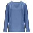 thumbnail image 4 of YMNXA Womens T Shirt Long Sleeve V Neck Solid Color Elegant Fashion Comfortable Basic Top Shirt For Daily Wear,Blue,L, 4 of 6