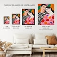 thumbnail image 3 of Sweet Dreaming Sleeping Couple in Vibrant Patterns Orange Pink Red Oil Painting Unframed Wall Art Print Poster Home Decor Premium, 3 of 5