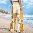 thumbnail image 5 of TMOYZQ Palazzo Pants for Women 2025, Elastic High Waisted Boho Casual Loose Wide Leg Pants Plus Size Print Baggy Lounge Trouser Pants on Clearance, 5 of 6
