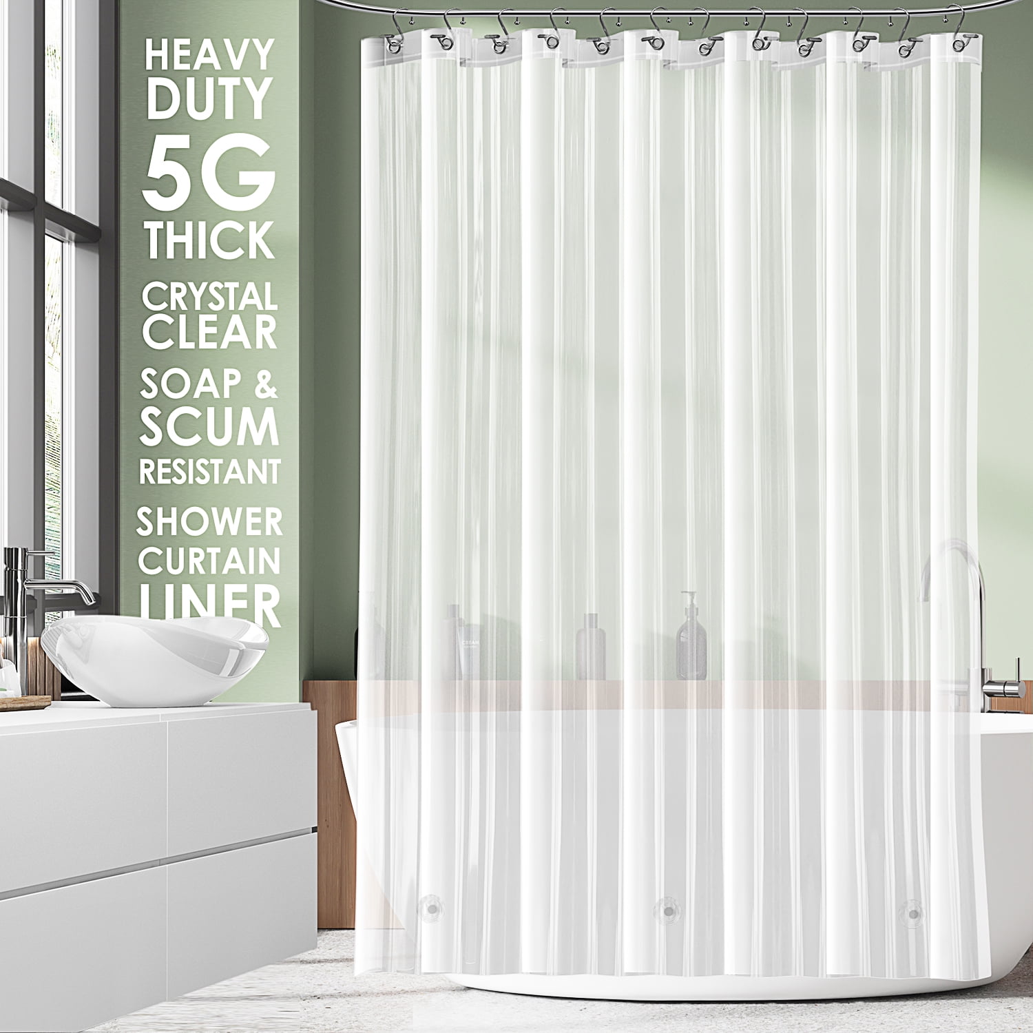 (4 pack) LammaLoe Shower Curtain Liner, Frosted Premium Thick PEVA Shower Liner, Rustproof Grommets, Mildew Resistant, 70" x 72"