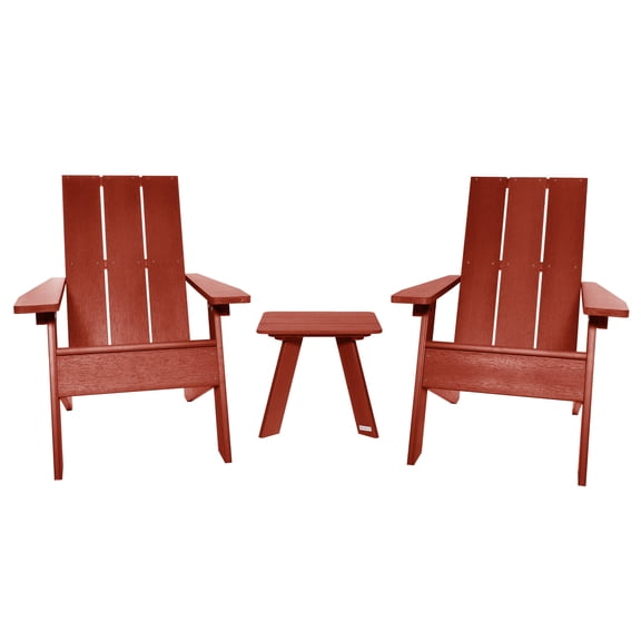 Highwood 3-pc Modern Adirondack Set with 1 Modern Side Table - Outdoor, Eco-friendly, Synthetic Wood