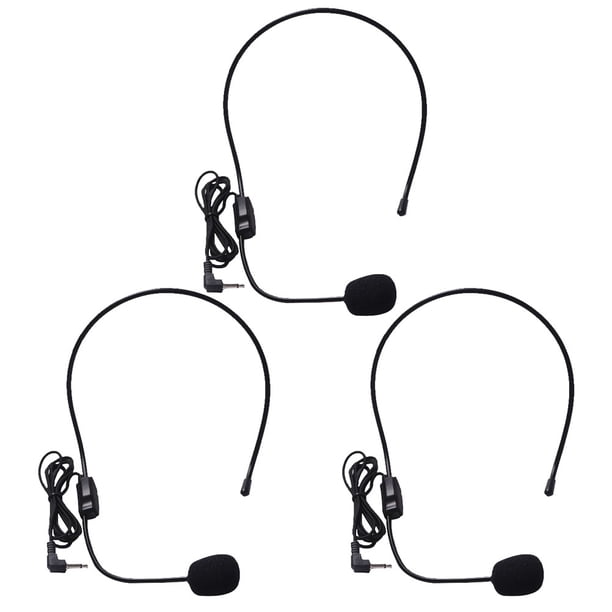 3 micrófonos con cable para montar en la cabeza, altavoz y amplificador de voz portátil para hombres y mujeres.