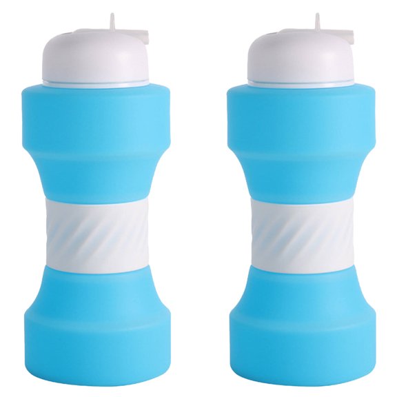 BESTSKY 2 Pcs Collapsible Water Bottles,Flexible and Safe Silicone Travel Water Bottle,Easy Packing and Storage Travel Supplies Soft Water Bottle,Blue,650ml