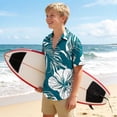 thumbnail image 6 of Boys Hawaiian Shirt Casual Lightweight Short Sleeve Tops Tropical Print Summer Beach Vacation Party Button Down Shirt,Sizes 3-15, 6 of 8