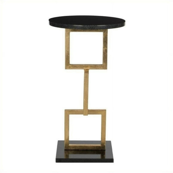Maklaine Iron and Marble Accent Table in Gold and Black