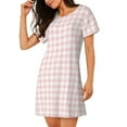 thumbnail image 2 of Daiia Checkboard Print Women's Nightshirt Soft Nightgowns for Women Short Sleeve dress Short-sleeved Sleepwear, 2 of 6