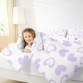 thumbnail image 4 of Feelyou Princess Love Heart Queen Comforter Set, Dreamy Purple Cartoon Bedding Sets, Teens Kids Boys Girls Reversible Bedding Comforter Set, Luxury Bedroom Decor, 3pcs, 4 of 8