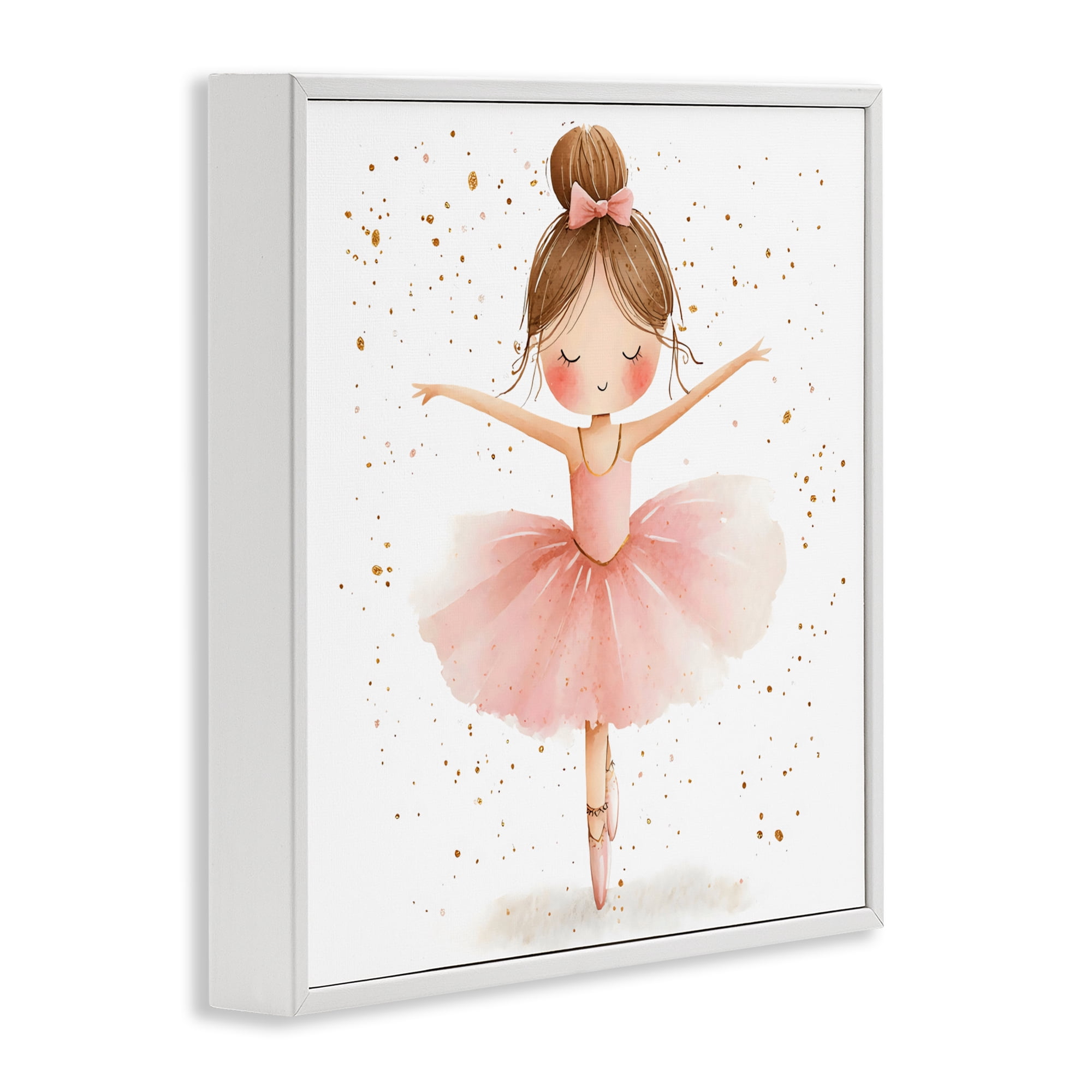 Stupell Industries Sweet Ballerina Pose White Framed Giclee Art, design by Creative Studio