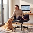 thumbnail image 7 of Vyrox Cross-Legged Office Chair, Ergonomic Criss Cross Office Chair with Adjustable Armrests, Swivel Vanity Chair Comfy Desk Chairs, Black, 7 of 7