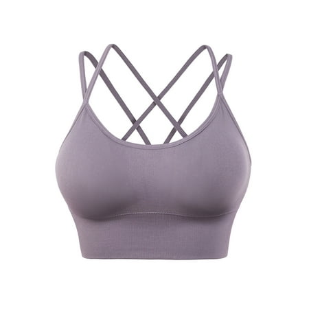 

Qcmgmg Sports Bra for Women Cami Criss Cross T Shirt Bras for Women Purple M
