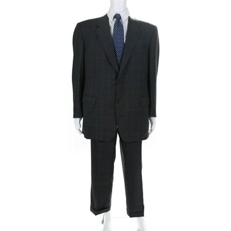 Pre-owned|Canali Mens Two Button Blazer Pleated Pants Suit Gray Size 58 Set 2