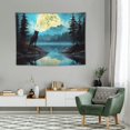 thumbnail image 2 of FANNA Moon Over Ocean Tapestry Wall Hanging, Galaxy Wolf on Mountain Wall Tapestry, 3D Fantasy Watercolor Starry Night Sky Forest Tapestry Wall Art for Bedroom Living Room Dorm Home Decor 40x30in, 2 of 7