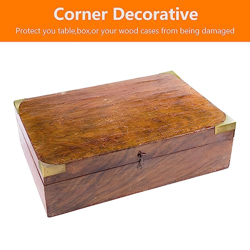 4Pcs Antique Zinc Alloy Box Corner Protector Decorative Furniture Corner Edge Safety Bumpers Cabinets Fireplace Furniture Bumpers (Bronze)