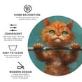 thumbnail image 3 of Disketp Strong Kitten Lifting Weights Funny Coasters,4 Pcs Leather Coasters with Holder, Perfect Housewarming Hostess Gifts,Protect Furniture from Water Marks Scratch and Damage-Round Shape, 3 of 6