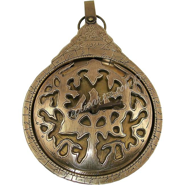 Antique Brass Desk Calendar Vintage Navigational Astrological Arabic Astrolabe 