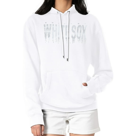 Women's G-III 4Her by Carl Banks White Chicago White Sox Metallic Drop Fleece Hoodie