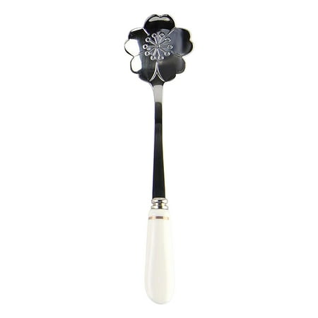 

asdoklhq Kitchen Supplies Under $10 Stainless Steel Coffee Stirring Spoon with Ceramic Handle Golden Flower Spoon