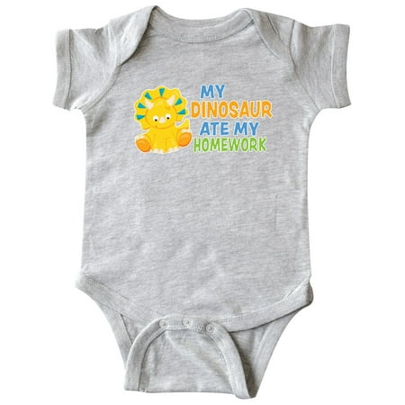 

Inktastic My Dinosaur ate my Homework with Cute Dinosaur Gift Baby Boy or Baby Girl Bodysuit