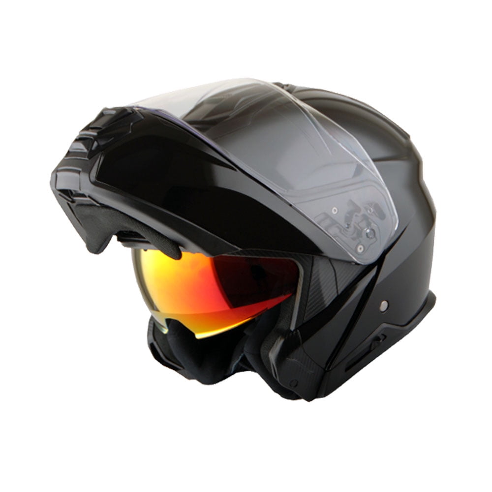 Martian Motorcycle Modular Full Face Helmet Flip up Dual Visor Sun Shield: HG362 Glossy Black