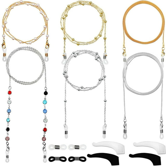 6 Pieces Eyeglass Chains Elegant Eyewear Retainer Beaded Eyeglass Strap Holder