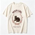 thumbnail image 2 of Womens Graphic Tees Short Sleeve T Shirts | Loose Casual Tops for Teen Girls, Black Cat Moon Wreath Vintage Graphic T-shirts, 2 of 5