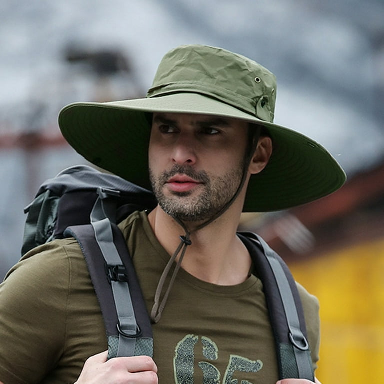 Men Wide Brim Bucket Hat UPF50+ Waterproof Sun Hat for Fishing Hiking  Camping 