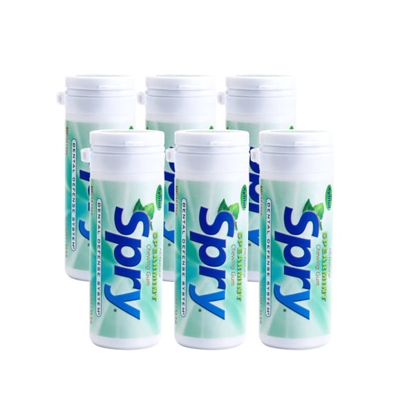 Spry Fresh Natural Xylitol Chewing Gum, Aspartame-Free, Sugar-Free Spearmint, 27 Pieces, Pack of 6