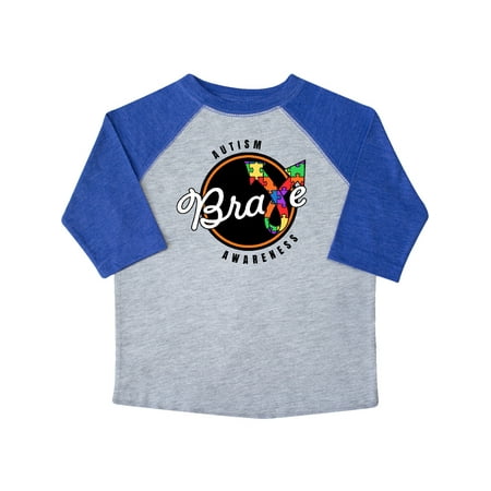

Inktastic Autism Awareness Brave with Puzzle Piece Ribbon Gift Toddler Boy or Toddler Girl T-Shirt