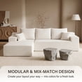 thumbnail image 3 of 106” Cloud Sectional Couch, Compressed Modular Sectional Sofa with Deep Seat, 3-Seat Corduroy Boneless Couche, L-Shaped Sectional Couches for Living Room, Left Facing Chaise, Beige, 3 of 8
