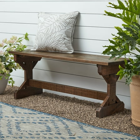 Backyard Discovery 46" Meranti Wood Farmhouse Bench for Entryway, Garden, Patio