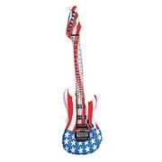 Patriotic Stars & Stripes Guitar 42" Inflatable Toy, Red White Blue, 12 Pack